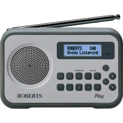 Roberts Play White - DAB/DAB+/FM RDS Radio with Built-in Battery Charger Interchangeable Rubber Bumper (Optional)